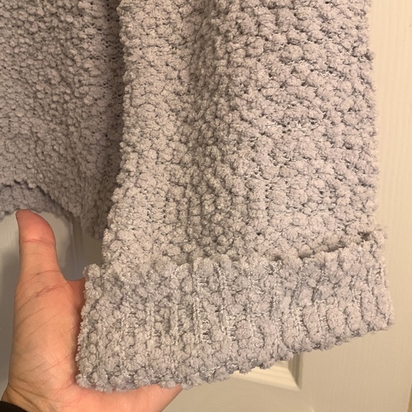 Gray Sherpa V Neck Sweater - Picture 3 of 7